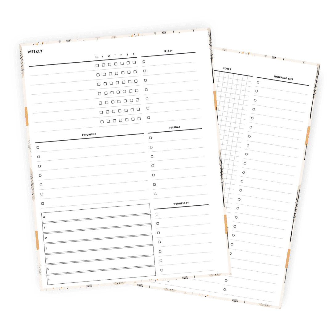 Letter Size Fall Weekly Organizer Layout