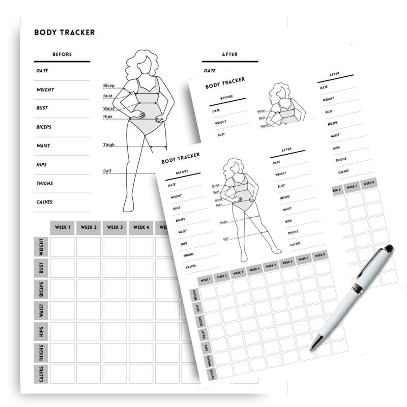 Body Measurement Log A5 Printable Design