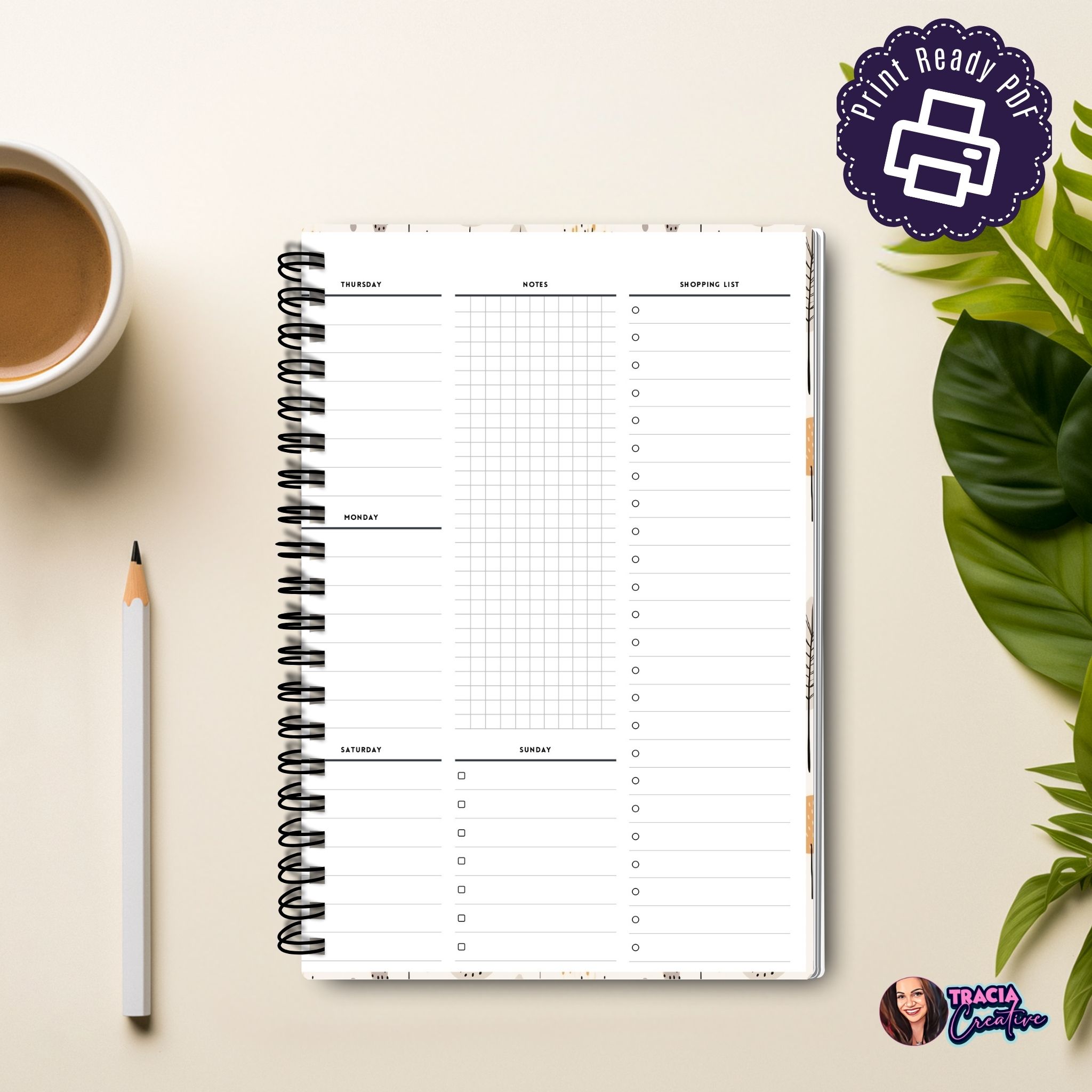 Autumn Weekly Planner Page Printable A5