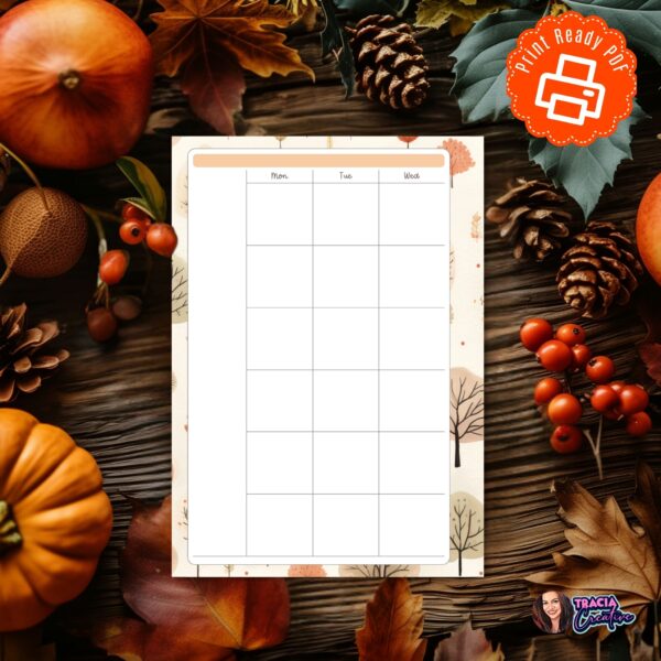 Fall Monthly Planner A5 Printable Insert