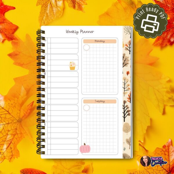 Fall Weekly Planner A5 Printable Insert