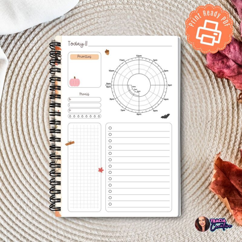 Cozy Fall Daily Planner Printable A5 design