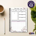 A5 Printable Tarot Card Planner Insert open to a blank daily 1-card spread page.