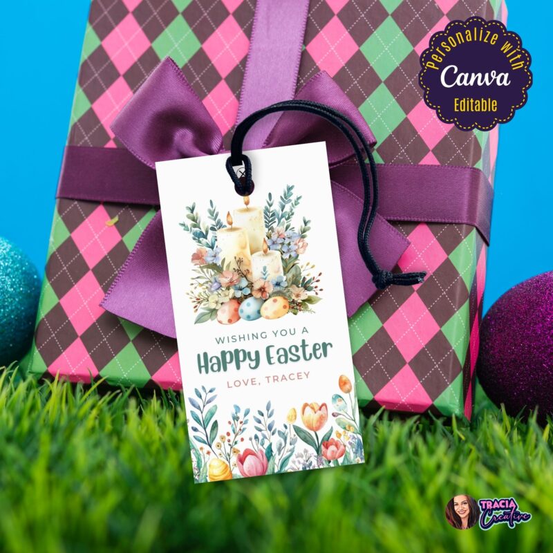 Printable 2x3.5 inch elegant Easter label