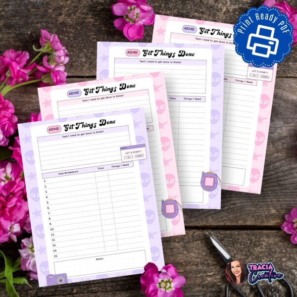 ADHD get things done task planner A5 PDF