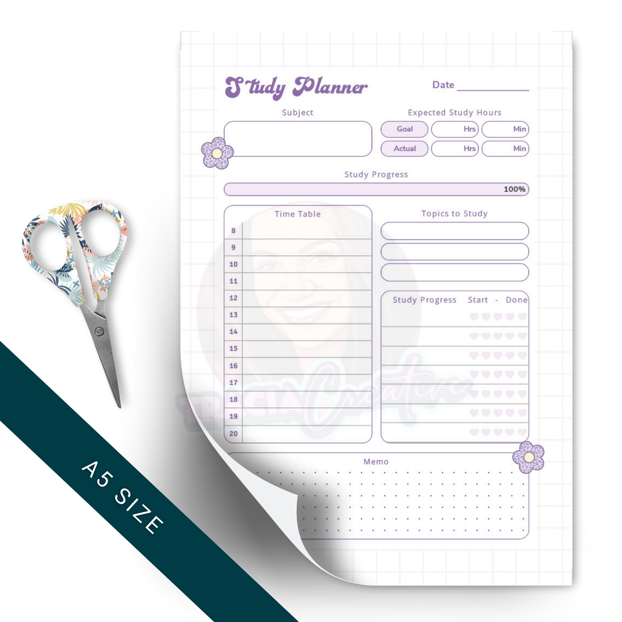 Instant download A5 study planner