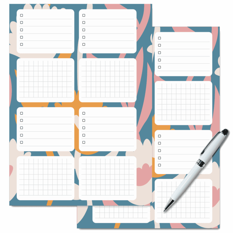 Abstract floral planner page with task checklist