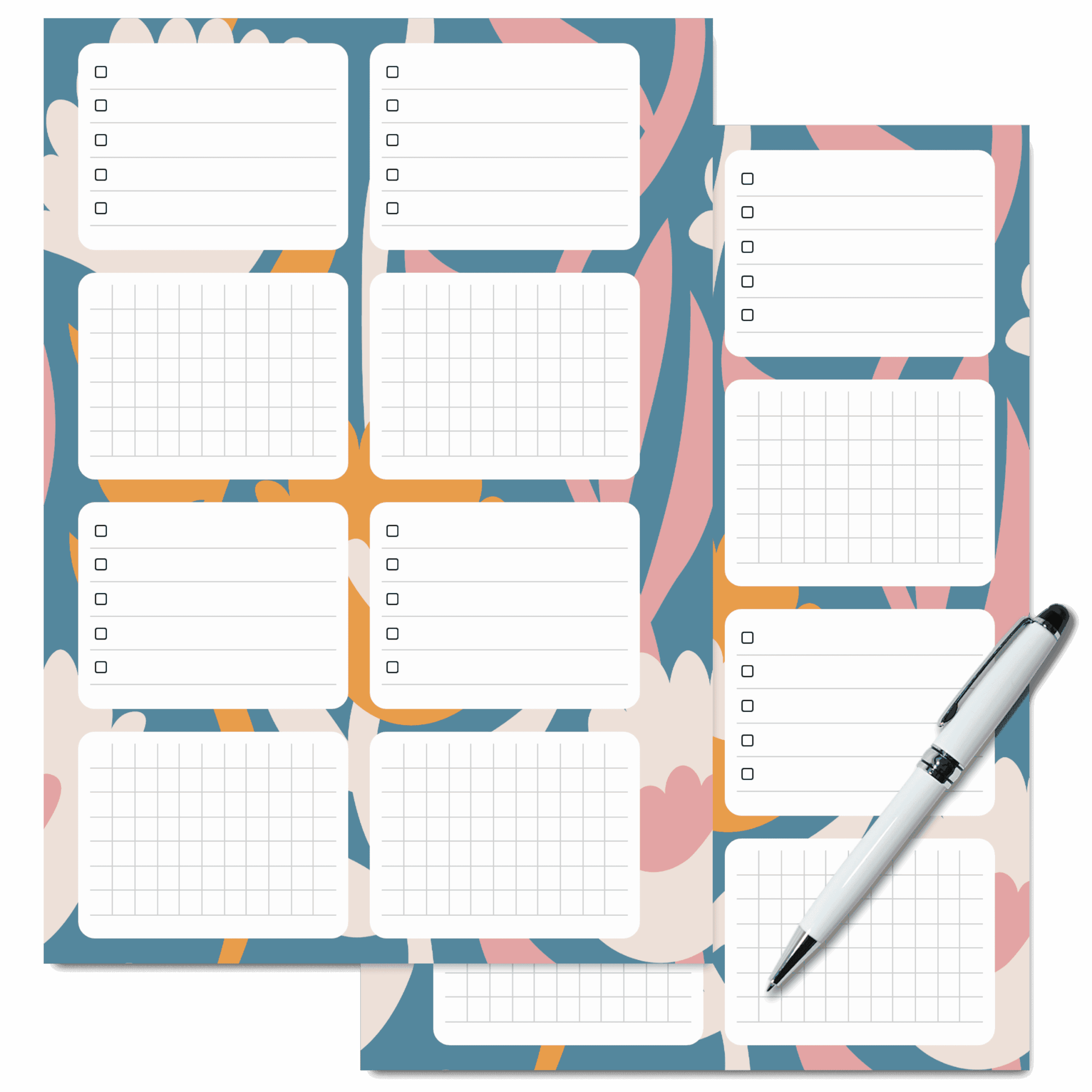Abstract floral planner page with task checklist