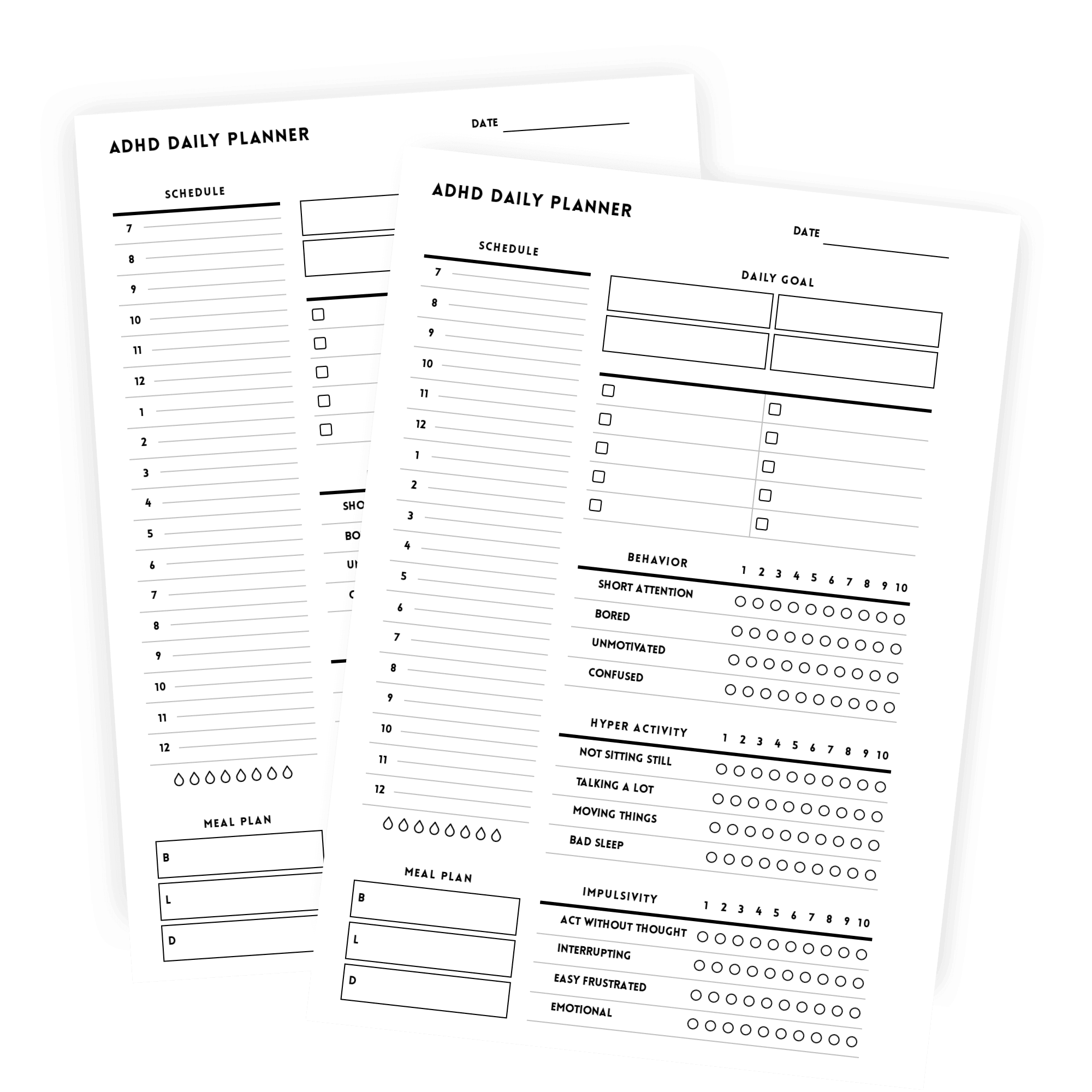 Minimalist ADHD-friendly task organizer sheet