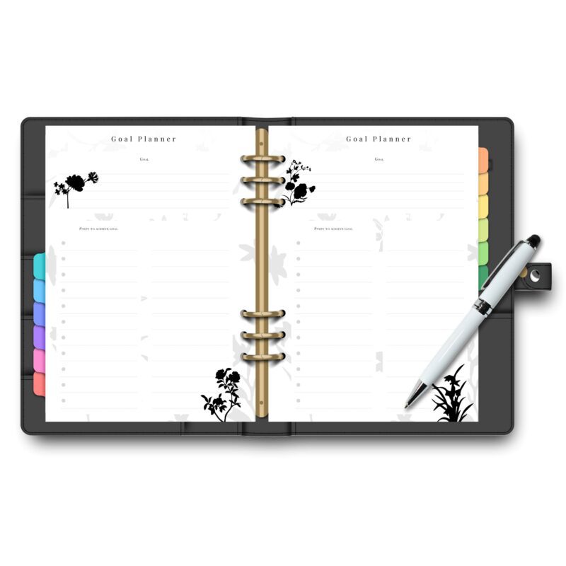 PDF goal tracker with silhouette theme for productivity