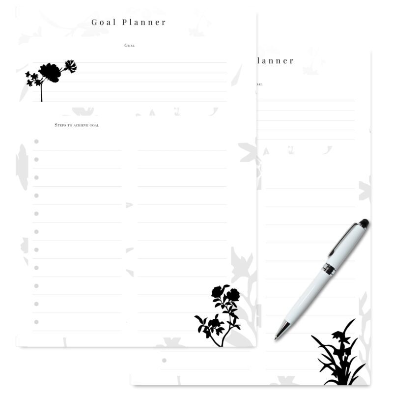 Minimalist goal setting worksheet with action steps