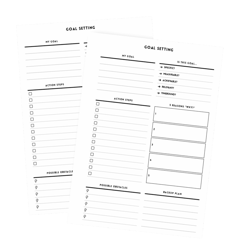 A5 minimalist goal setting worksheet