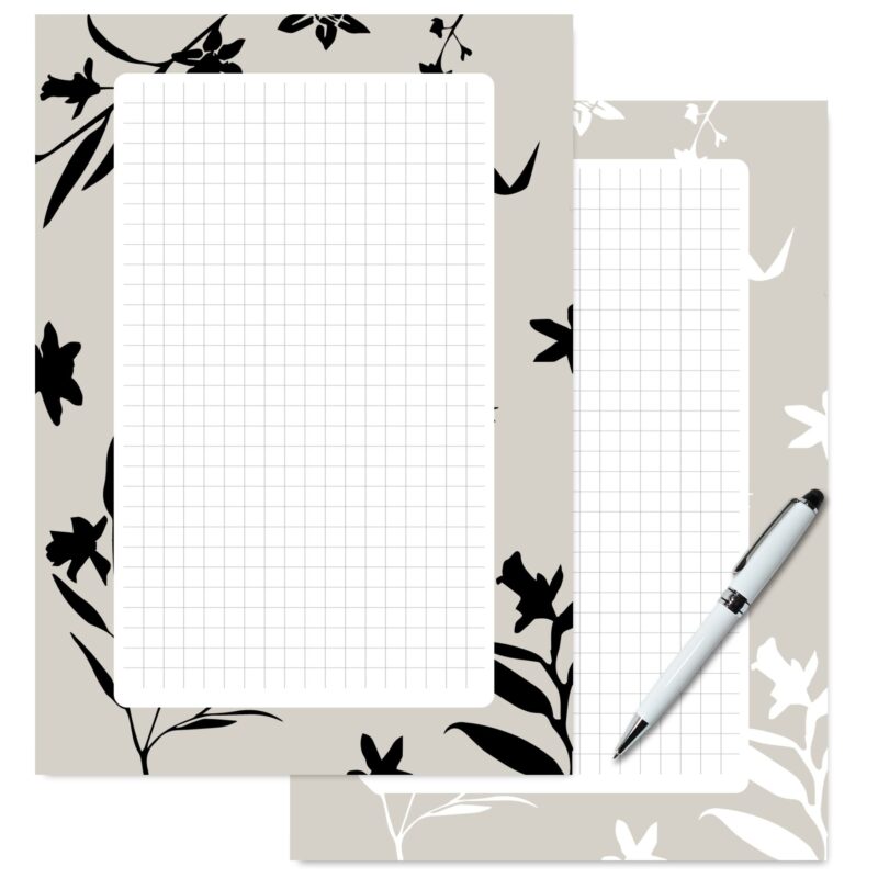 Silhouette design printable note pages