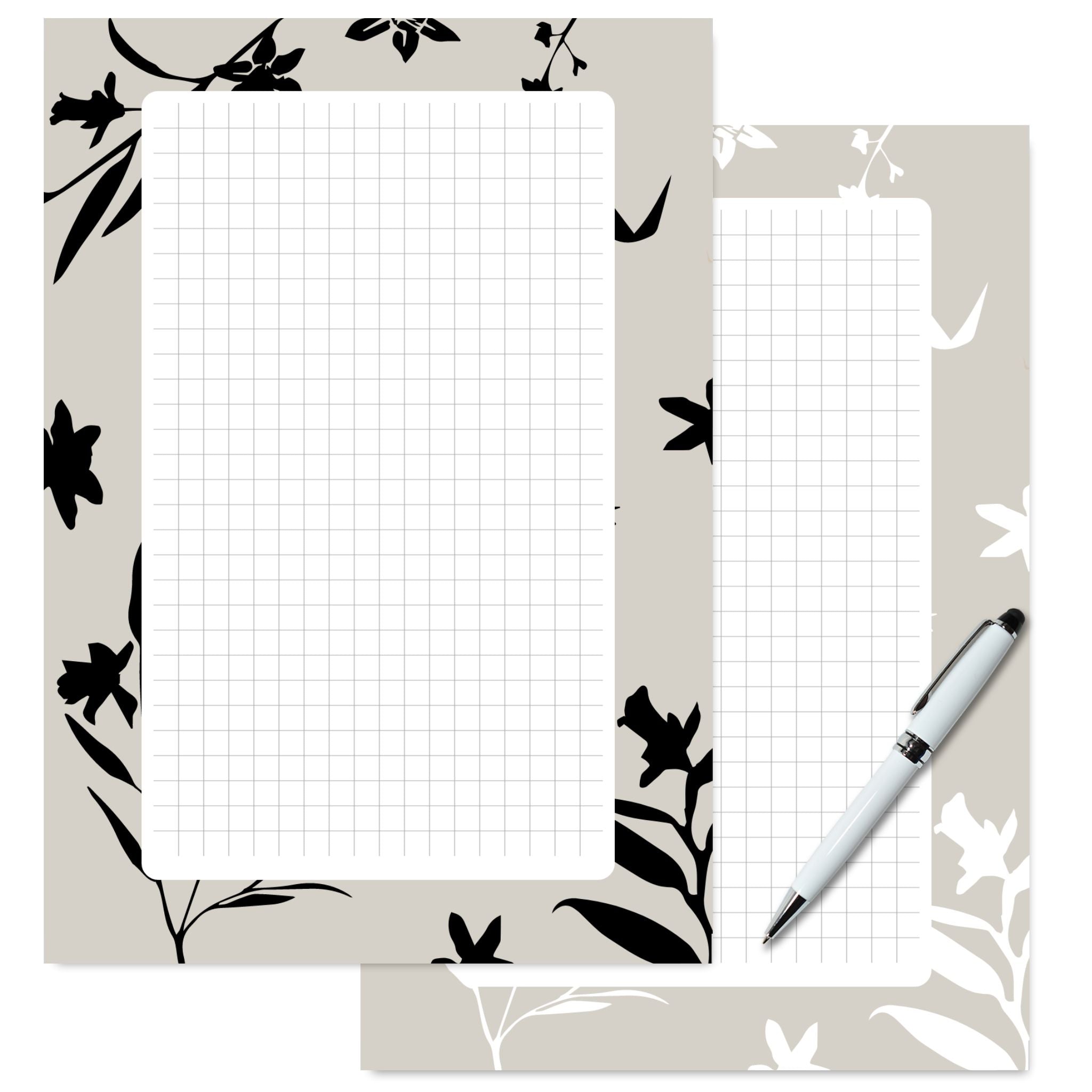 Silhouette design printable note pages