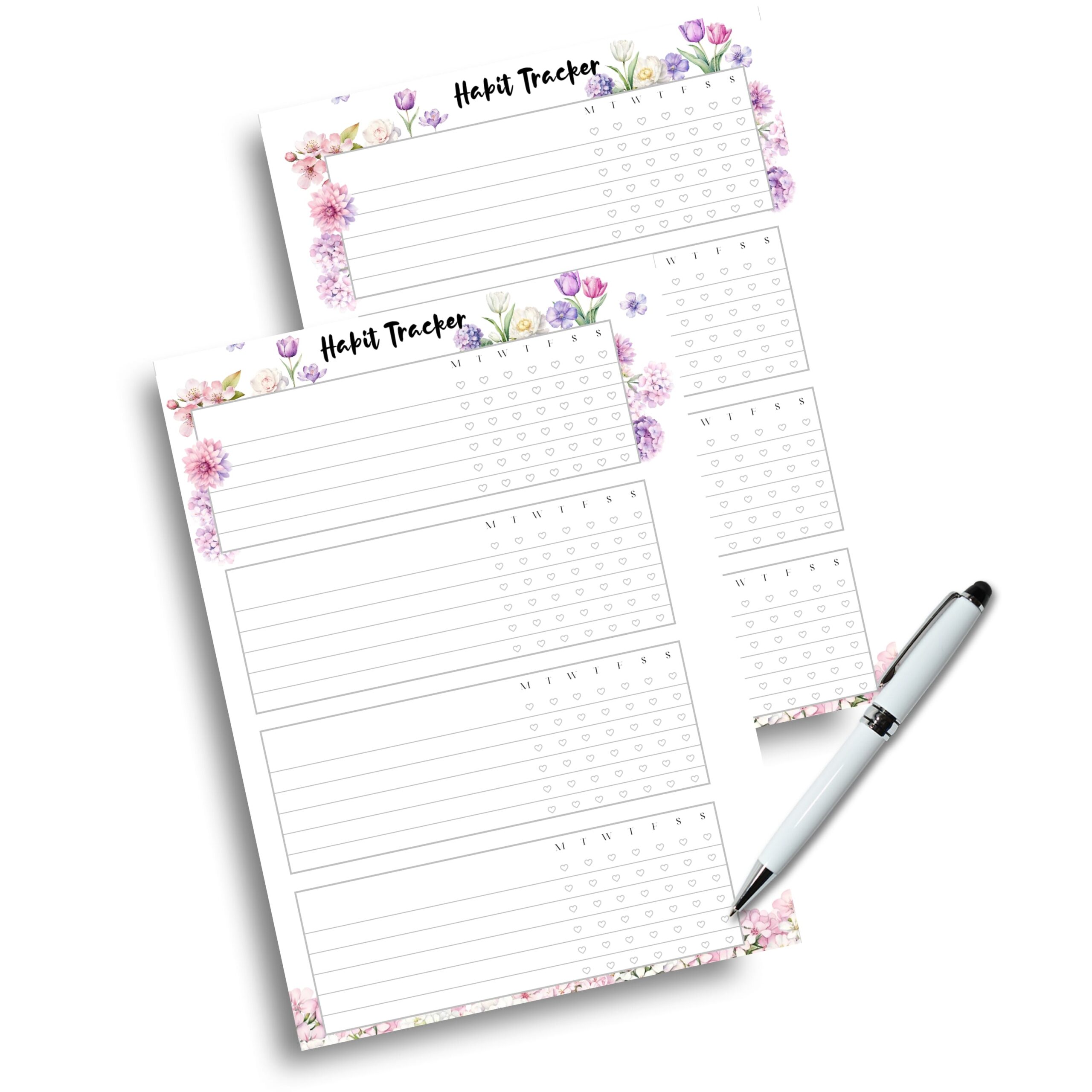Spring-themed A5 habit tracker PDF