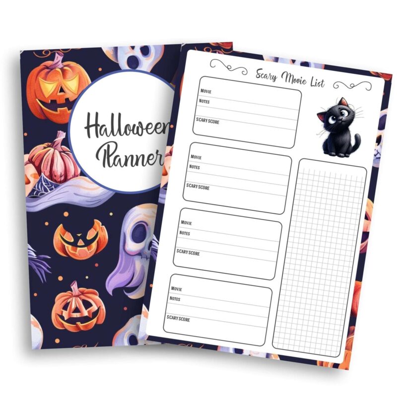 Halloween movie list planner page