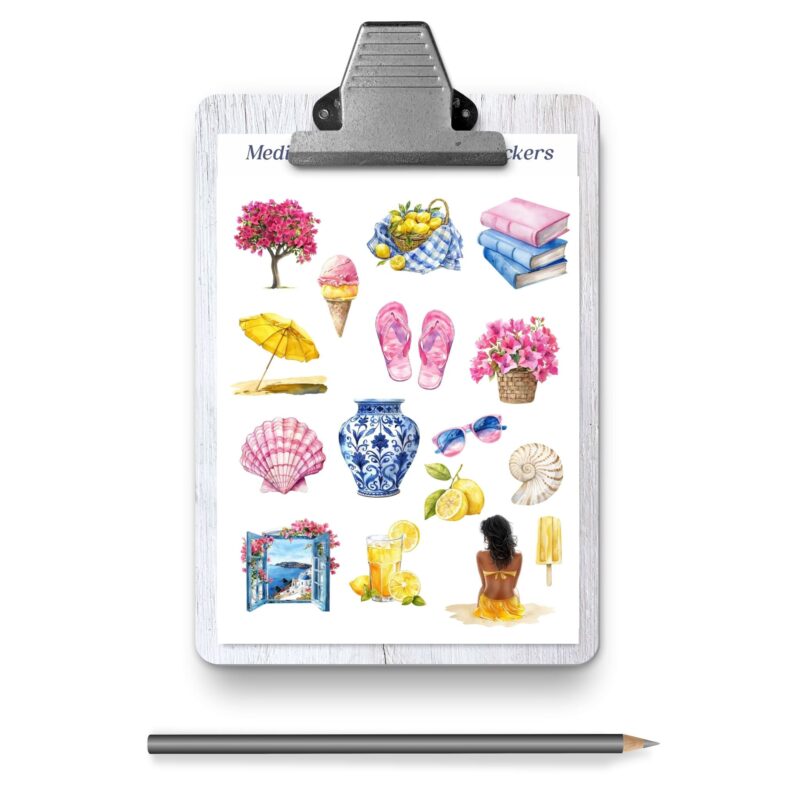 Mediterranean coastal stickers for journals