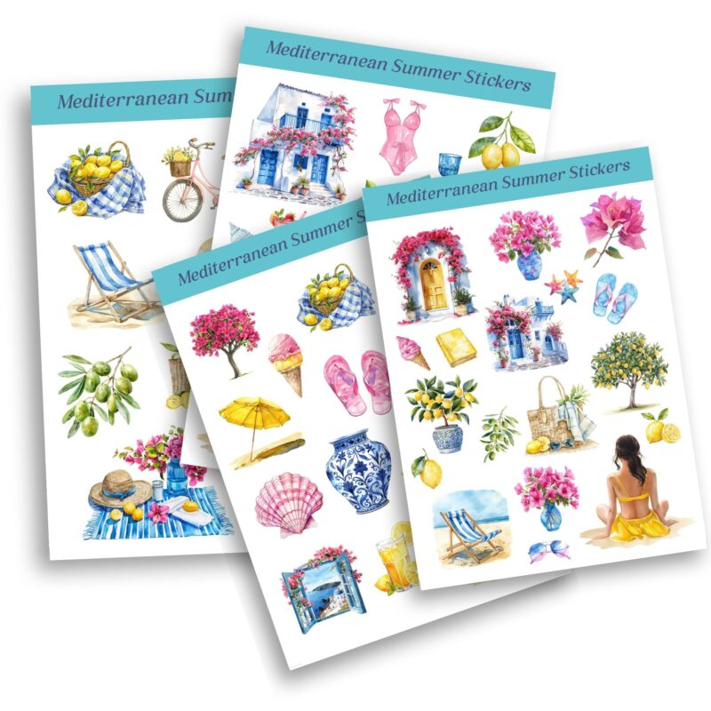 Summer planner stickers for Mediterranean theme