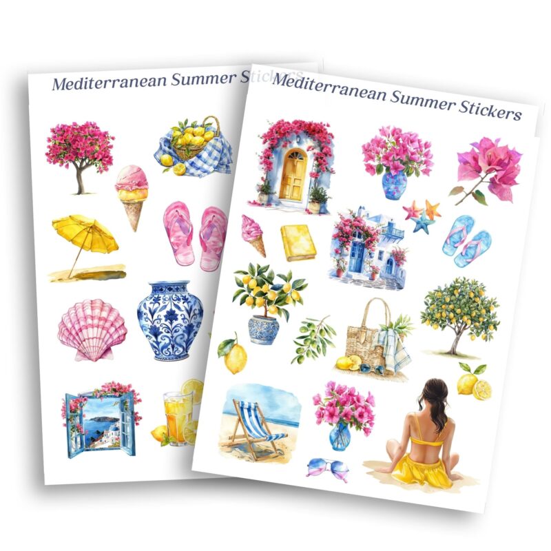 Vibrant summer stickers for daily planning