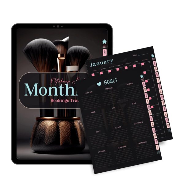 Makeup artist digital planner dark mode