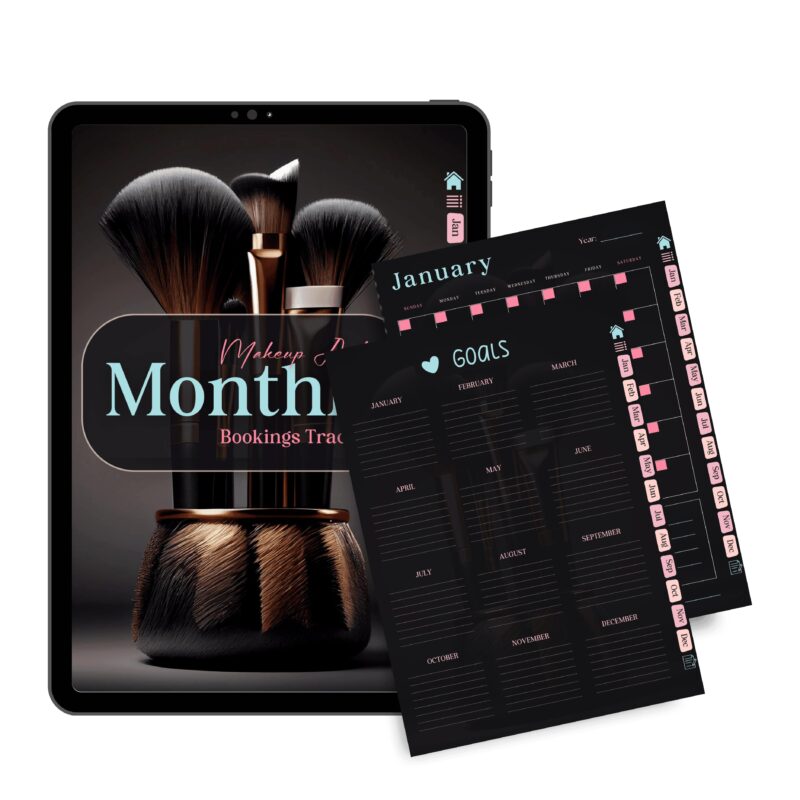 Makeup artist digital planner dark mode