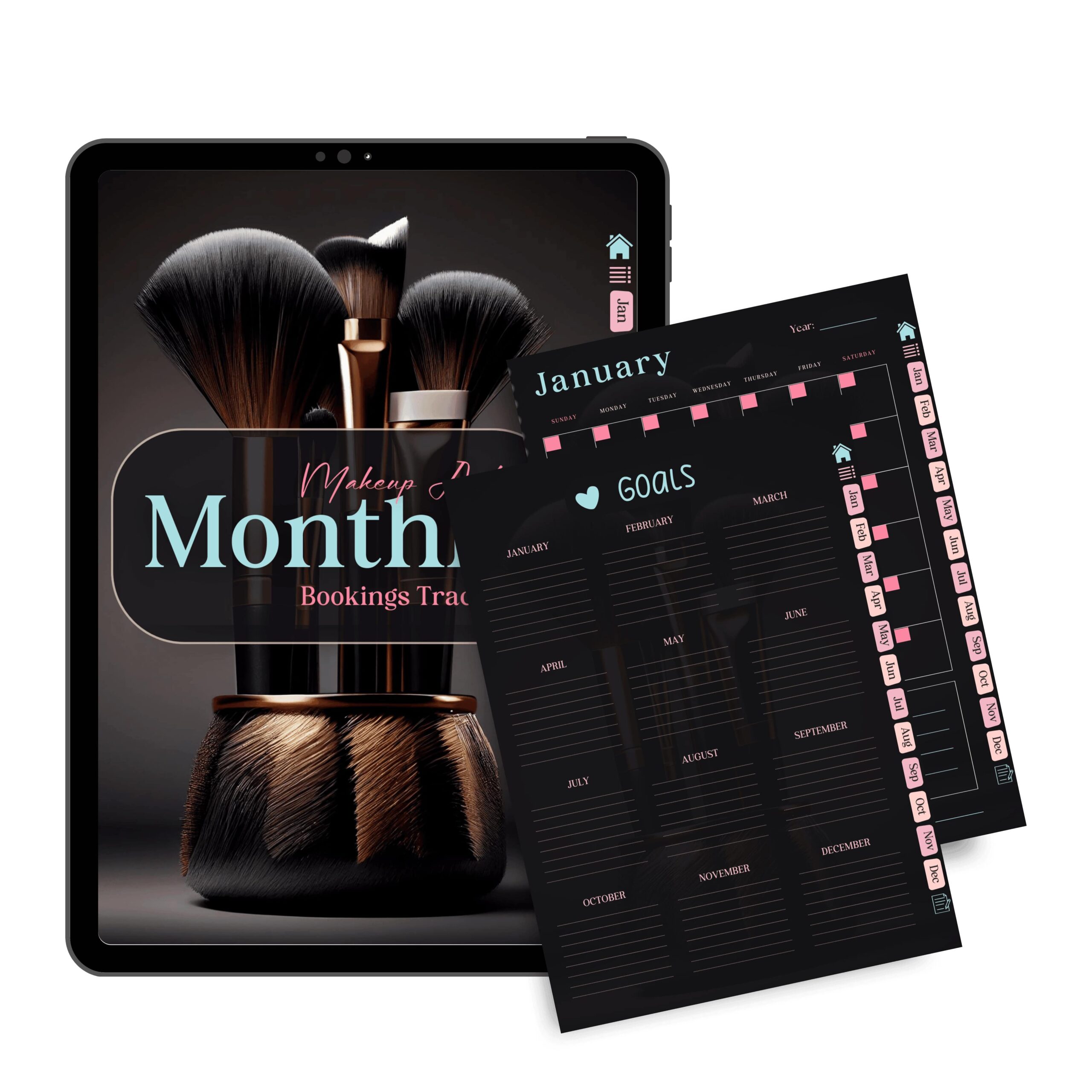 Makeup artist digital planner dark mode