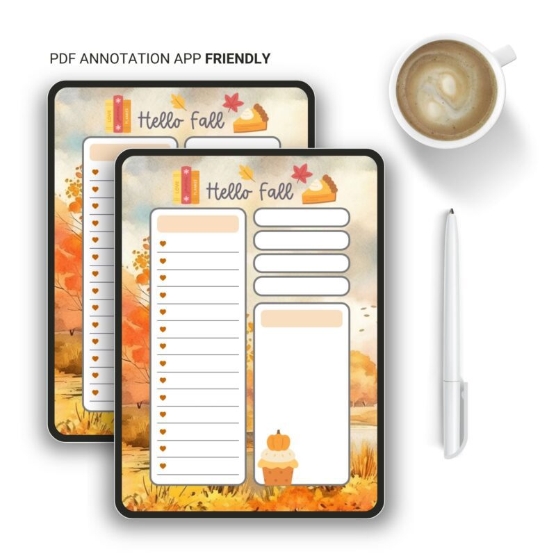 Hello Fall Printable Notepad – A6 Autumn-Themed Notes for Planning, Lists, and Cozy Days - Image 6