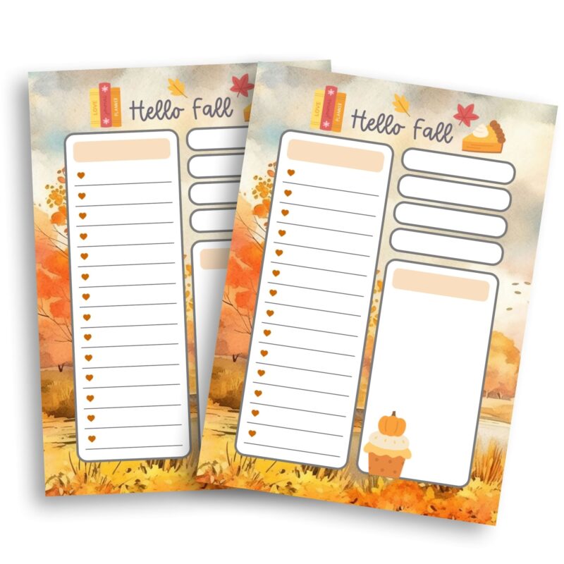 A6 seasonal planner page with warm colors