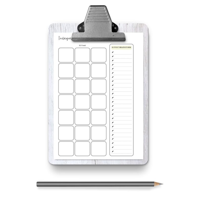 Minimalist Instagram planner insert on clipboard