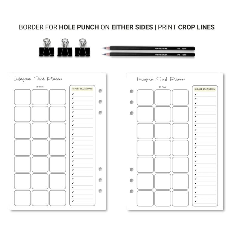 Instagram brainstorming planner page