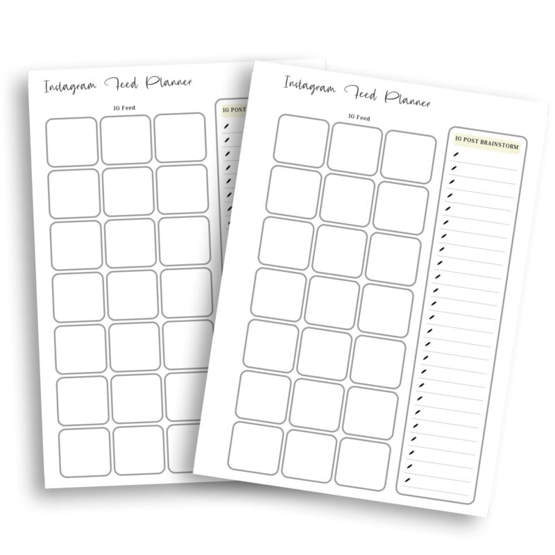 Printable social media planner for Instagram