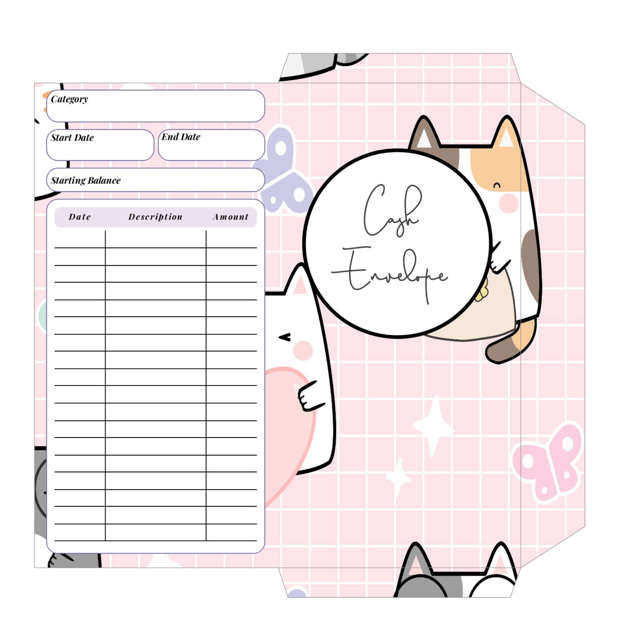 Cat themed savings envelope for kids