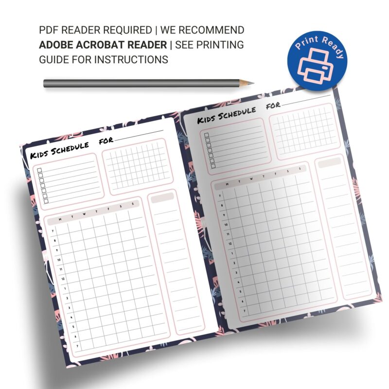 A5 family schedule planner insert