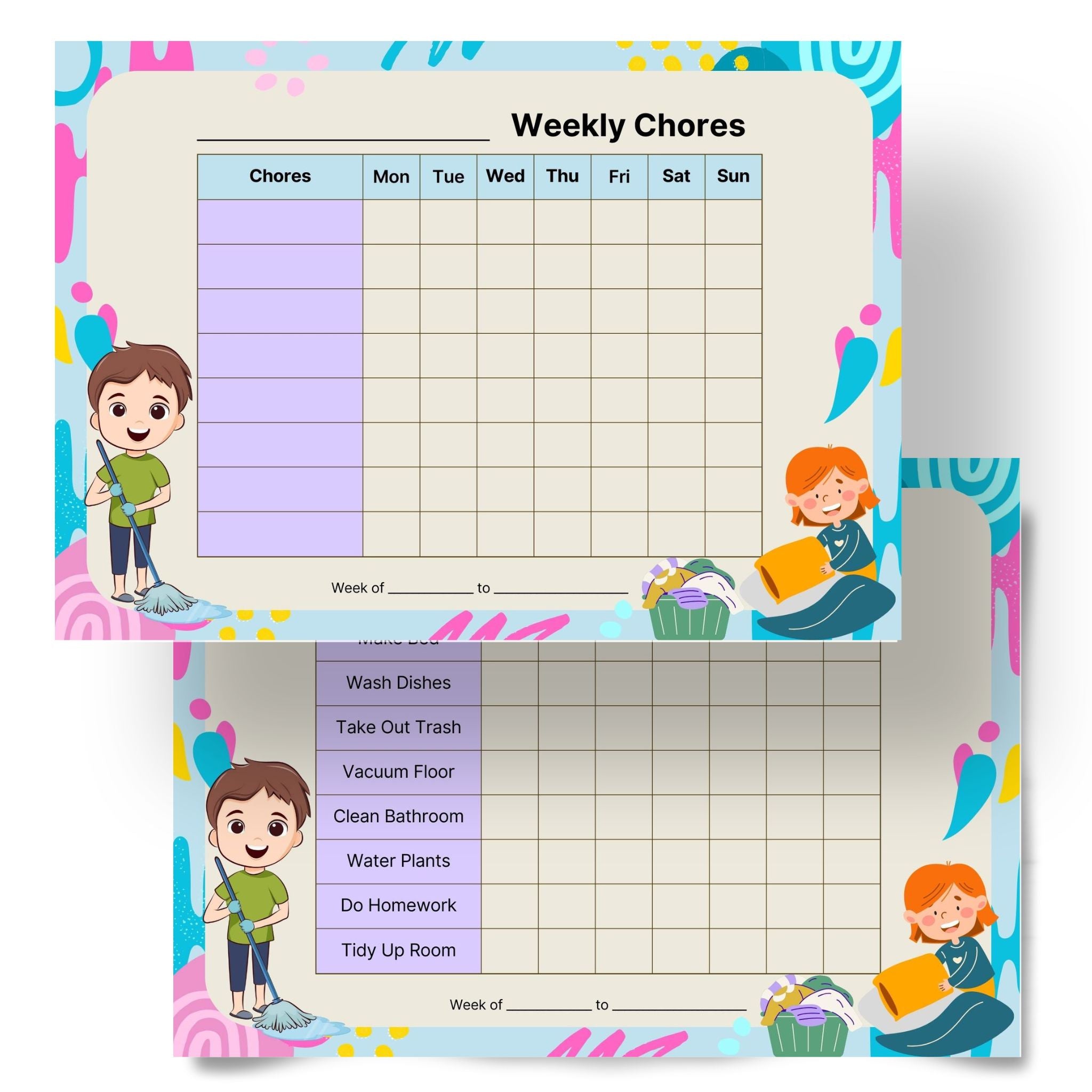 Printable chore chart for children