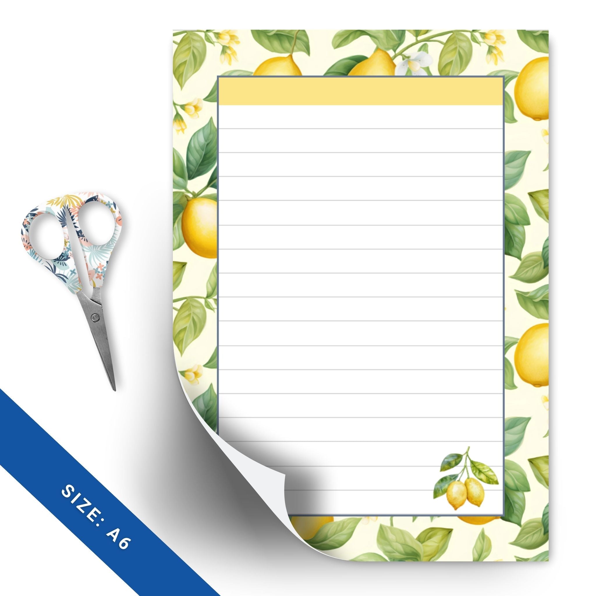 Two-page lemon-themed lined stationery PDF