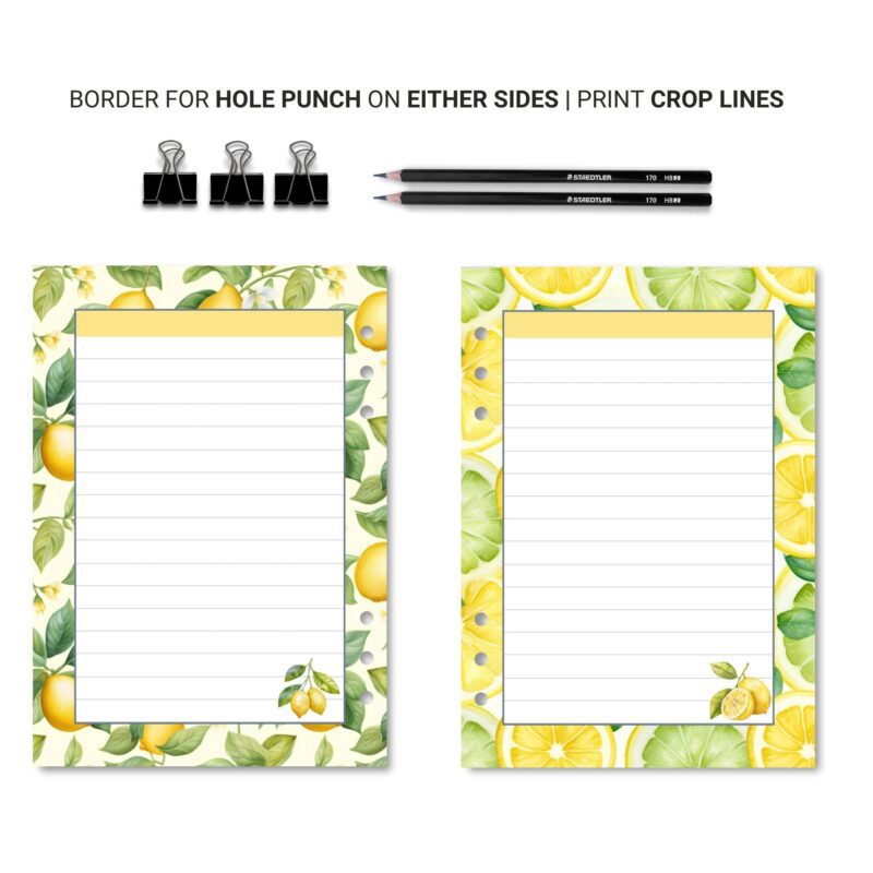 Journaling page with lemon design for daily notes
