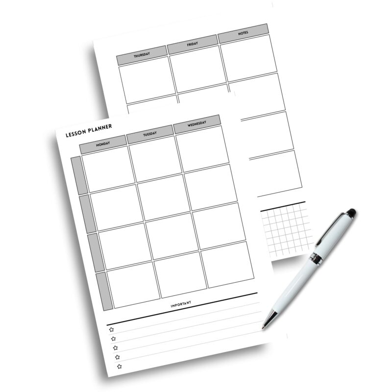 Clean teacher planner page for weekly use