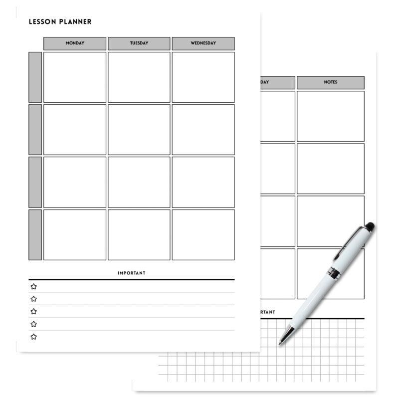 Printable lesson planner sheet with to-do list