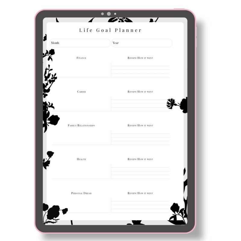 Handwriting on Life Goal Planner printable PDF