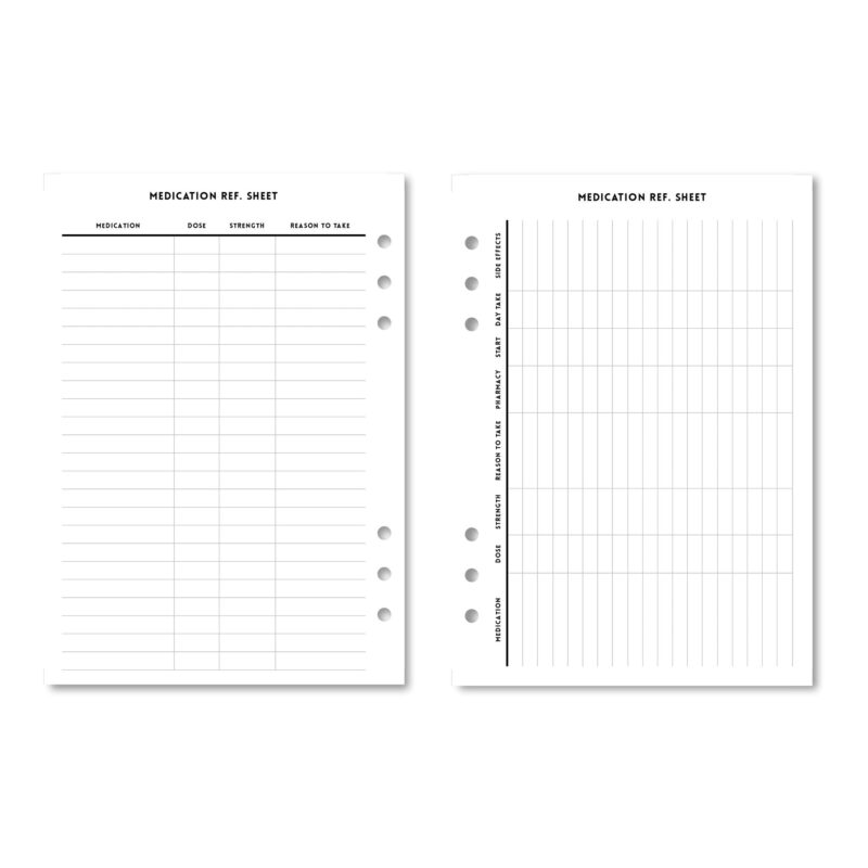 Printable medication schedule sheet on clipboard