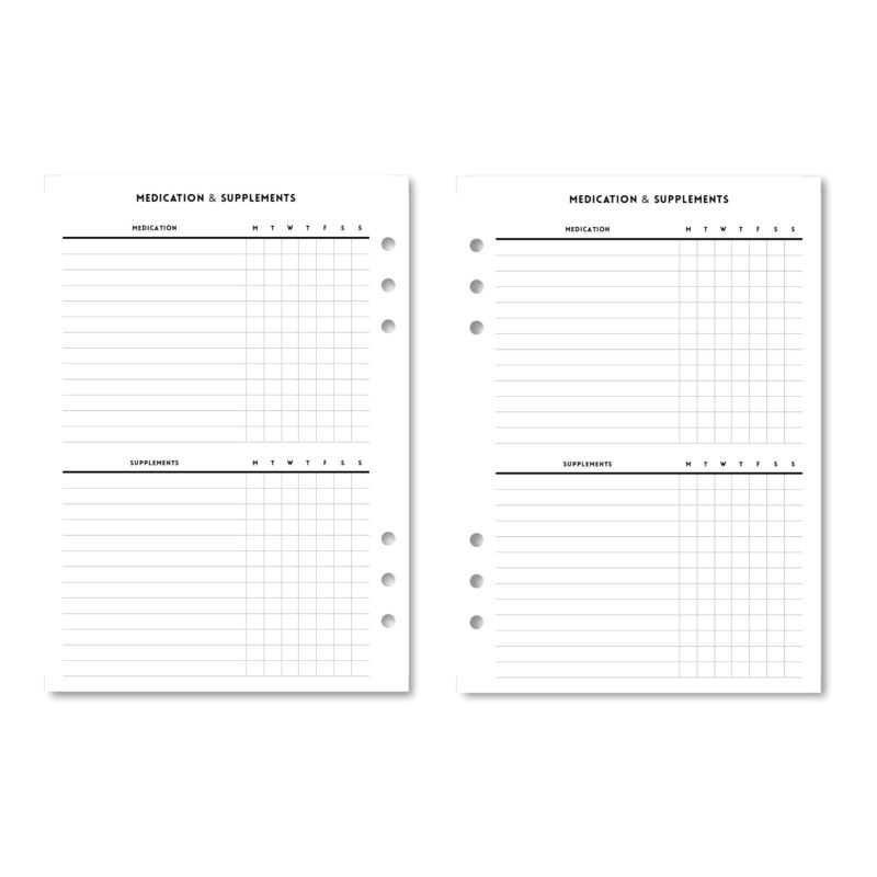 Flat lay of wellness tracker insert printable