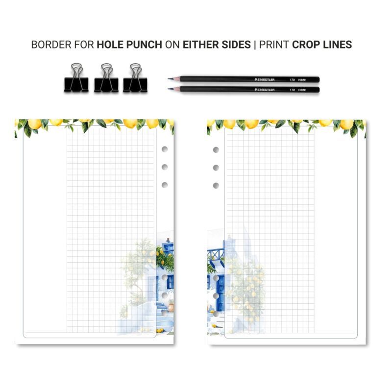 Minimalist grid note insert with fruit graphics