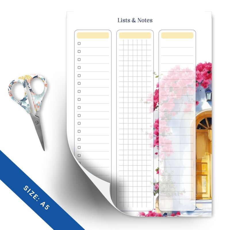 Planner note page with Mediterranean floral border