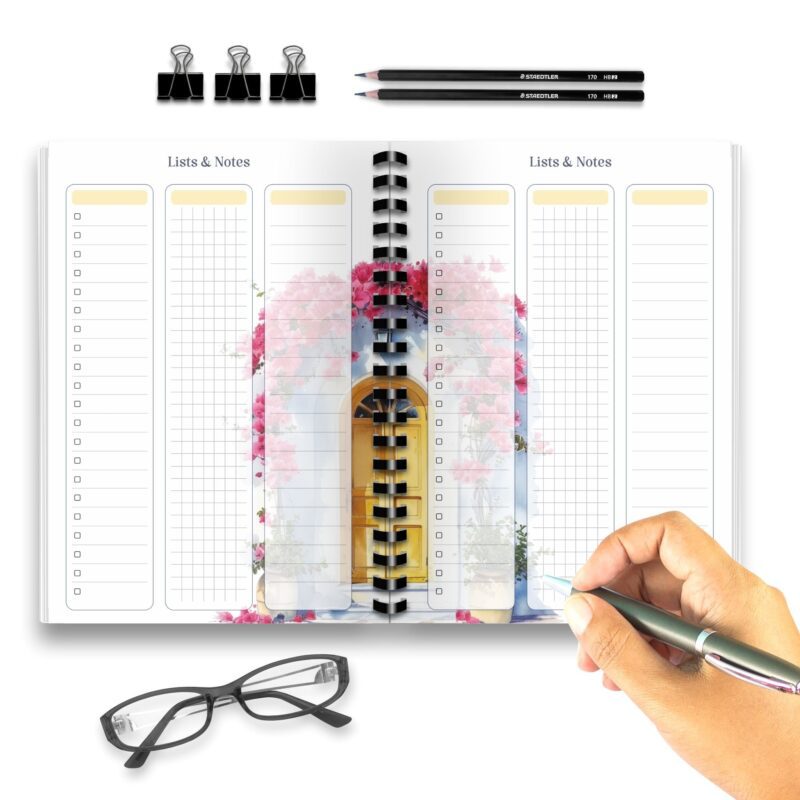 To-do planner insert with Mediterranean illustrations