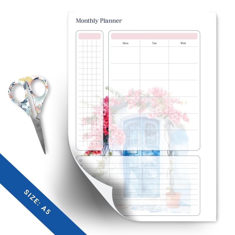 Mediterranean Monthly Planner Insert – A5 Printable Calendar Pages - Image 2