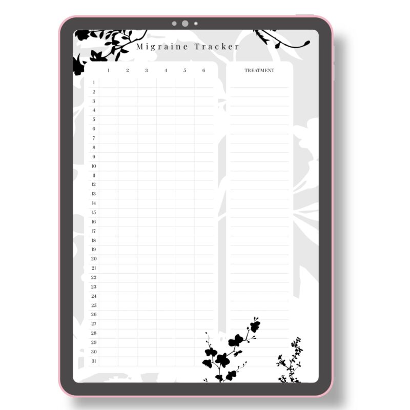 Migraine Tracker insert PDF for daily use