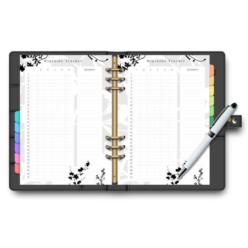 Printable headache log with treatment columns