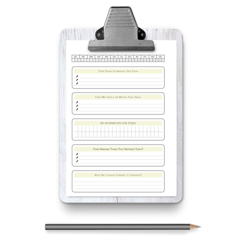 Daily intention setting and self-care log printable