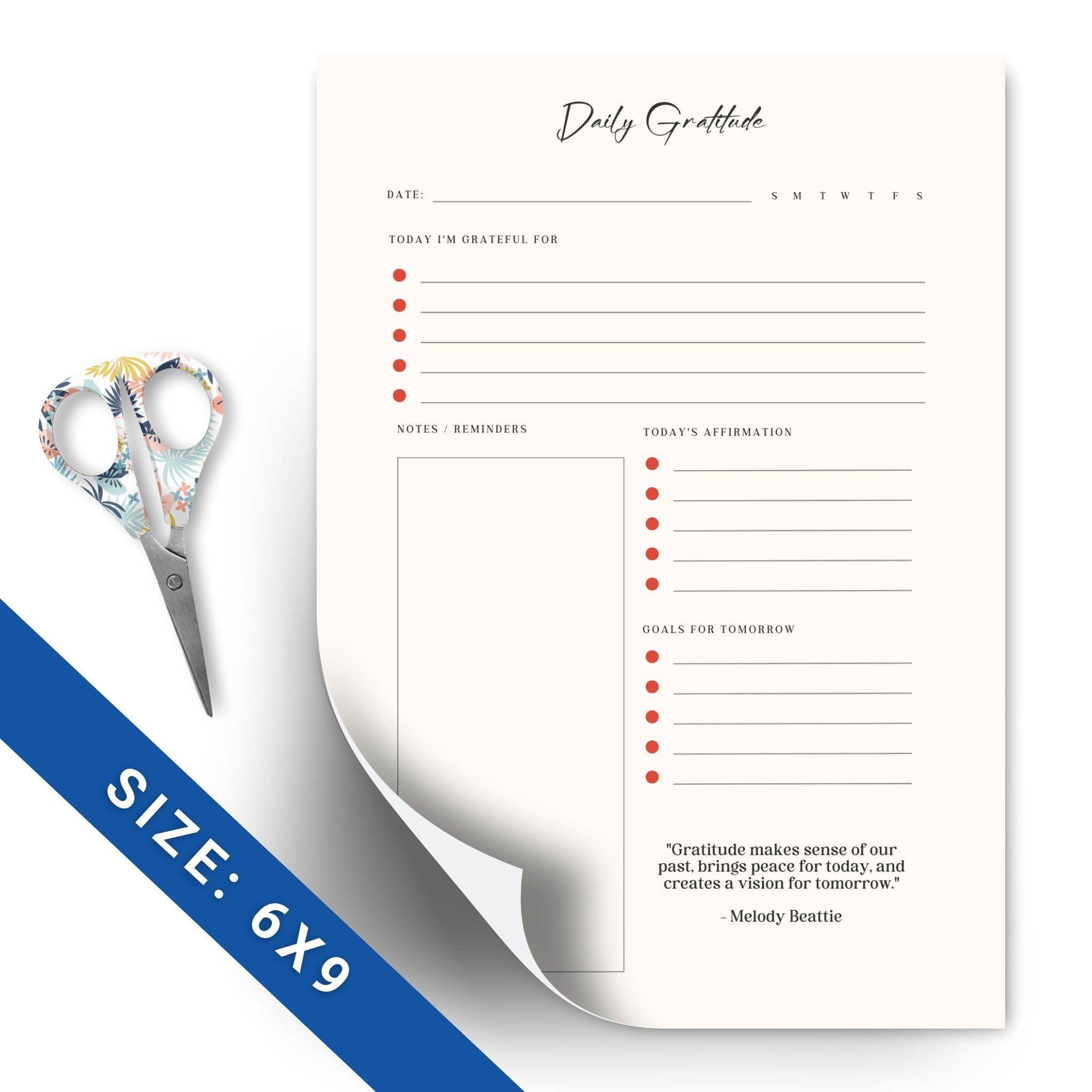 Daily journal with quotes and prompts for gratitude