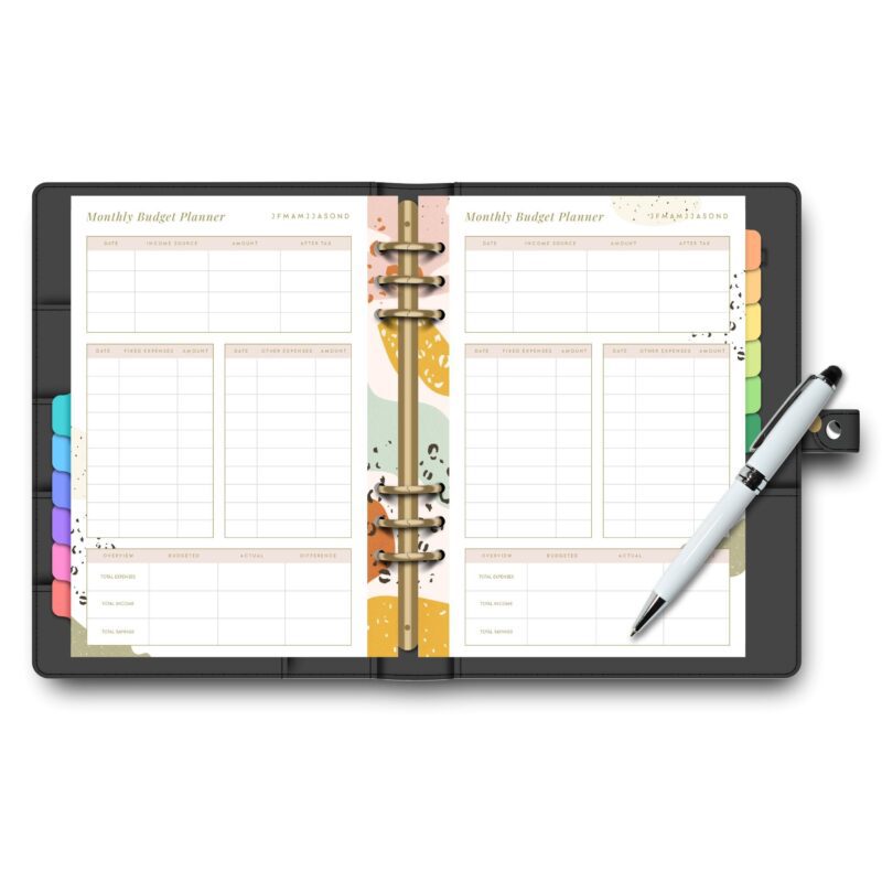 Printable planner page for budget tracking